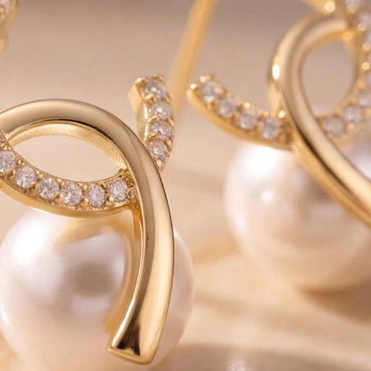 Celestial Orbit Pearl Pavé Studs