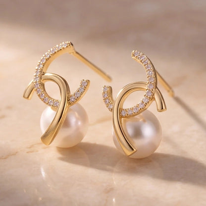 Celestial Orbit Pearl Pavé Studs