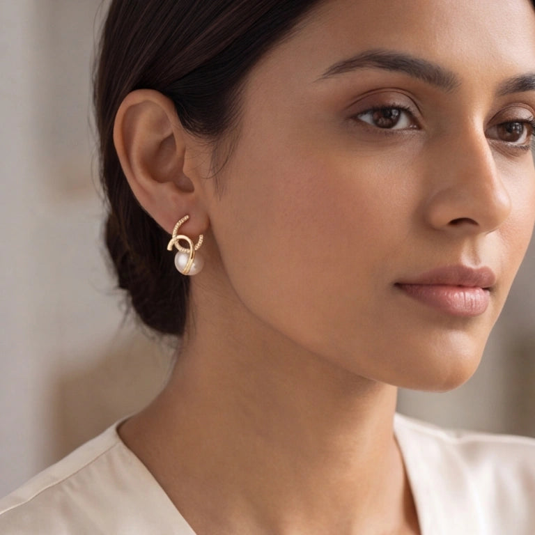 Celestial Orbit Pearl Pavé Studs