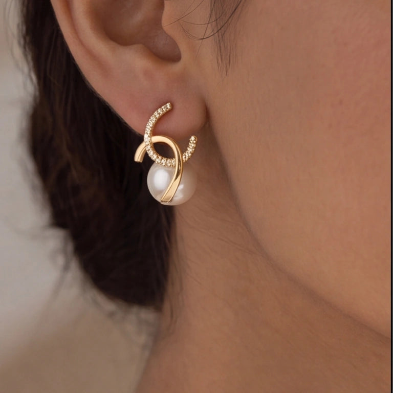 Celestial Orbit Pearl Pavé Studs