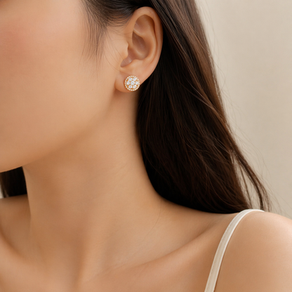 Rose Gold Diamond Halo Studs