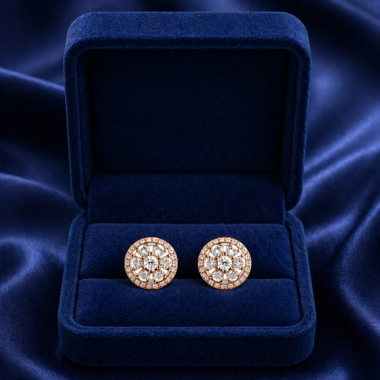 Rose Gold Diamond Halo Studs