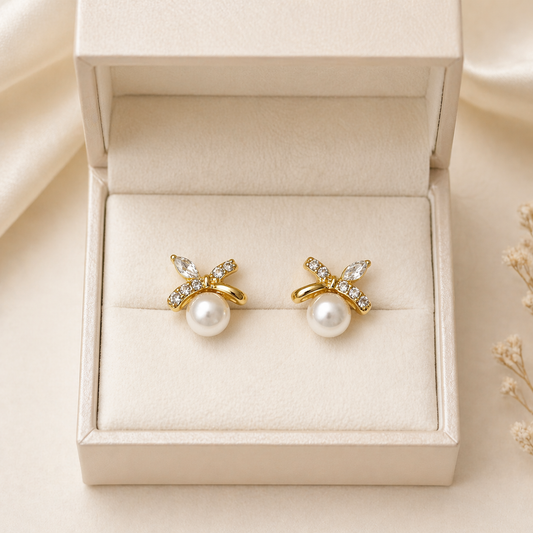 Ethereal Ribbon Pearl Artisan Studs