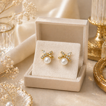 Ethereal Ribbon Pearl Artisan Studs