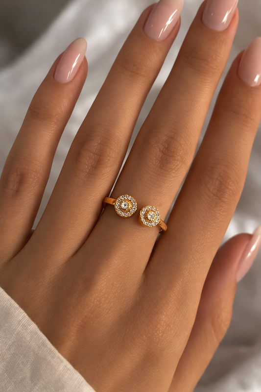 Rose Gold Dual Bloom Open Ring