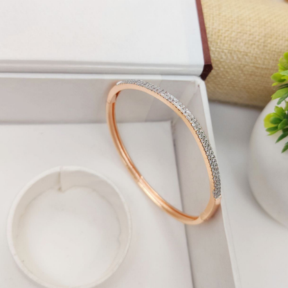 Dual Tone Crystal Line Bangle