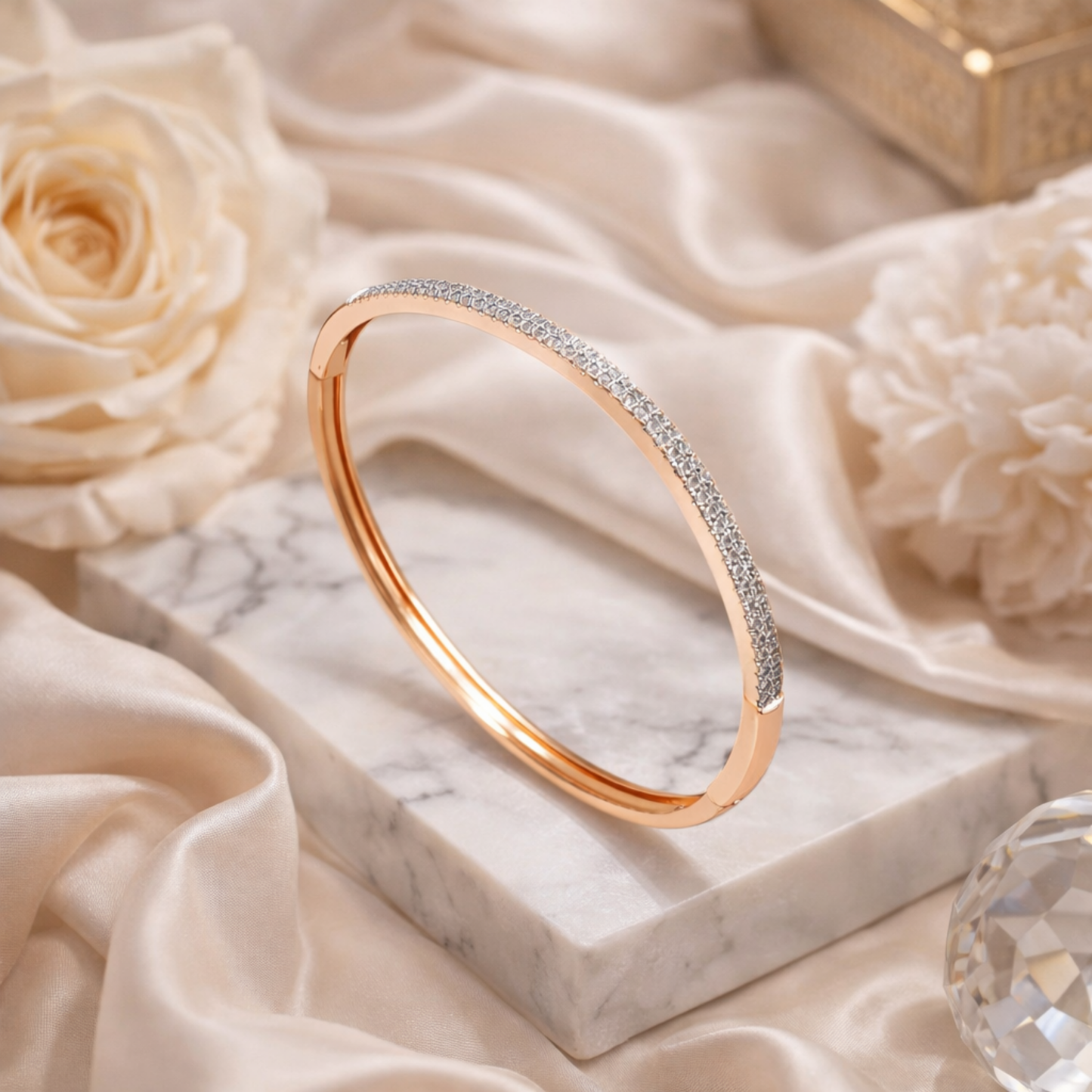 Dual Tone Crystal Line Bangle