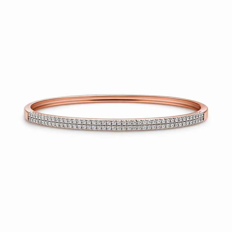 Dual Tone Crystal Line Bangle