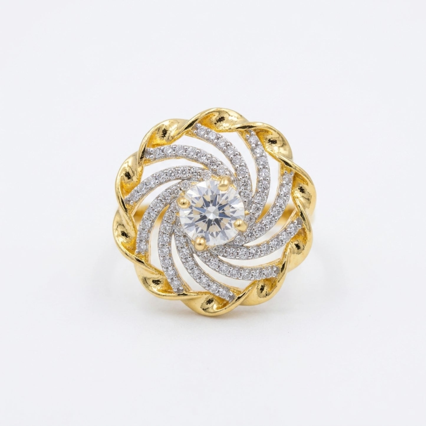 Celestial Spiral Sunburst Ring