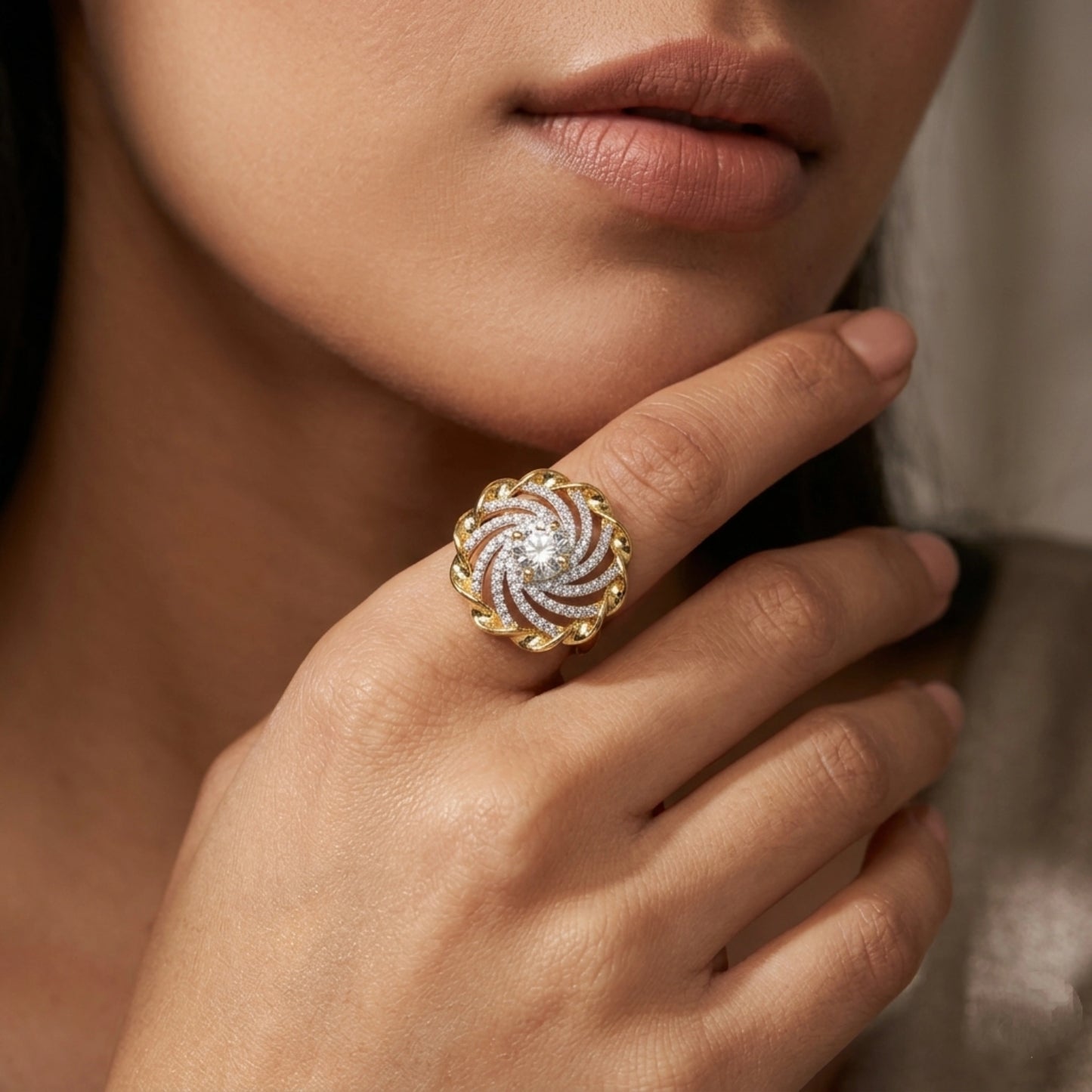 Celestial Spiral Sunburst Ring