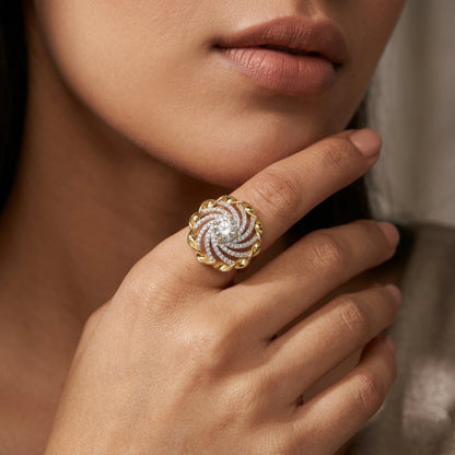 Celestial Spiral Sunburst Ring