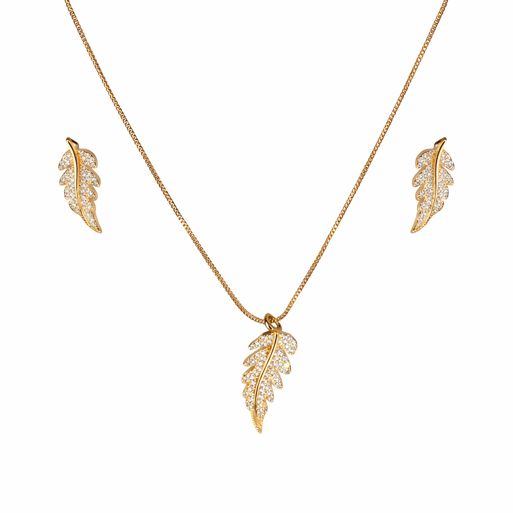 Golden Leaf Pendant Set