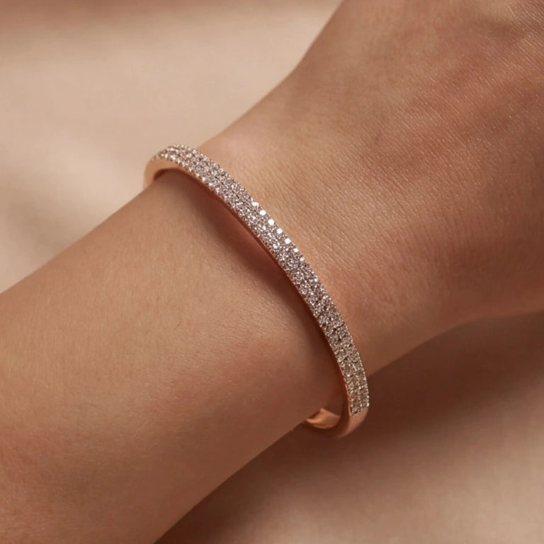 Dual Tone Crystal Line Bangle