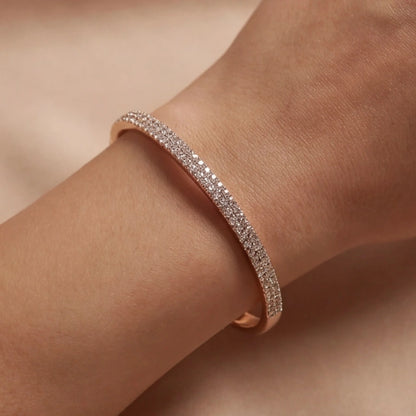 Dual Tone Crystal Line Bangle