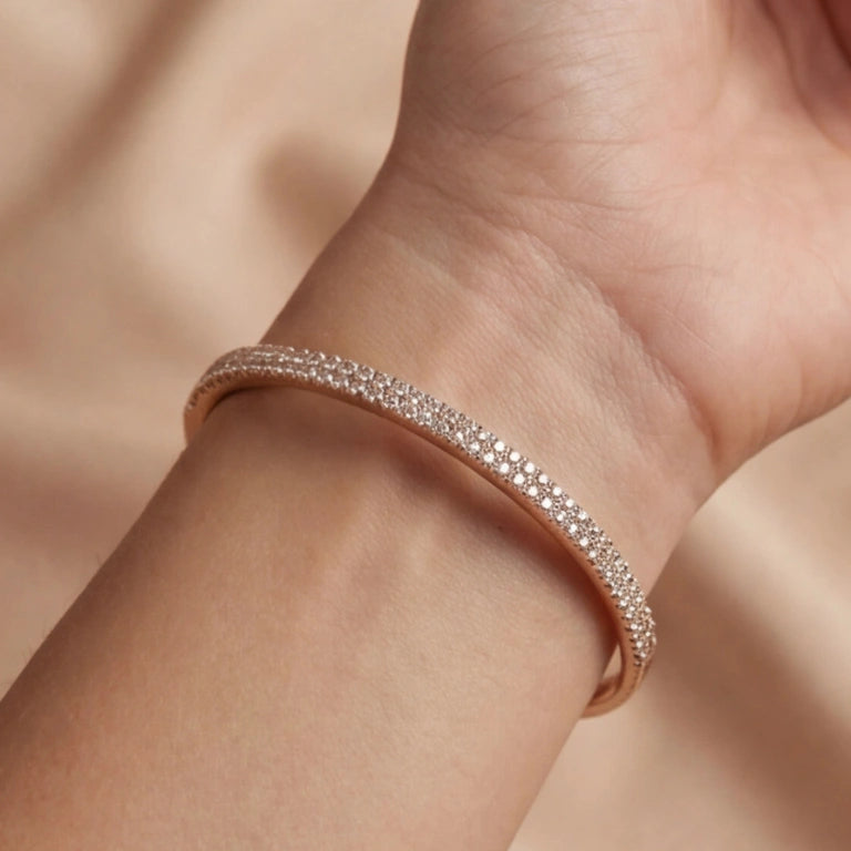 Dual Tone Crystal Line Bangle