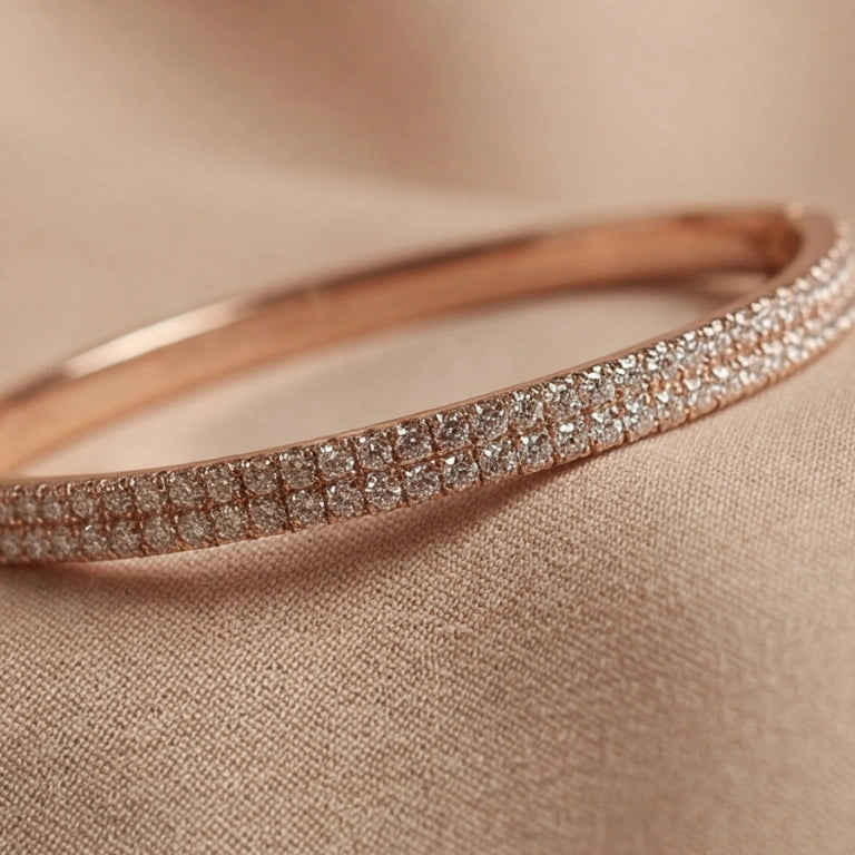 Dual Tone Crystal Line Bangle