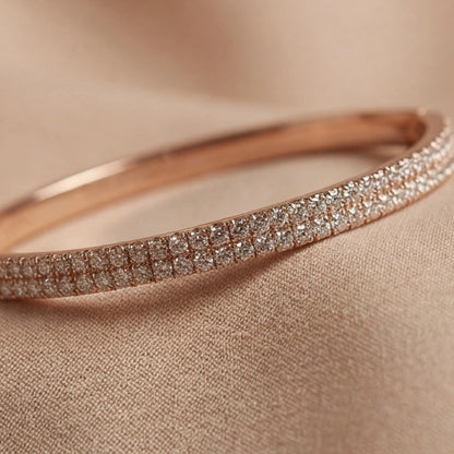 Dual Tone Crystal Line Bangle