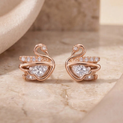 Elegant Rose Gold Swan Earrings