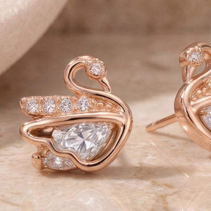 Elegant Rose Gold Swan Earrings