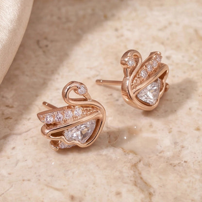 Elegant Rose Gold Swan Earrings