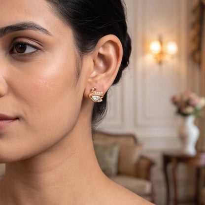 Elegant Rose Gold Swan Earrings