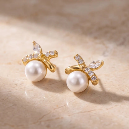 Ethereal Ribbon Pearl Artisan Studs