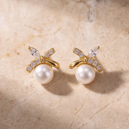 Ethereal Ribbon Pearl Artisan Studs