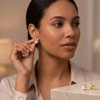 Ethereal Ribbon Pearl Artisan Studs