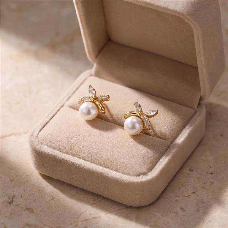Ethereal Ribbon Pearl Artisan Studs