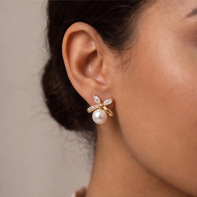Ethereal Ribbon Pearl Artisan Studs