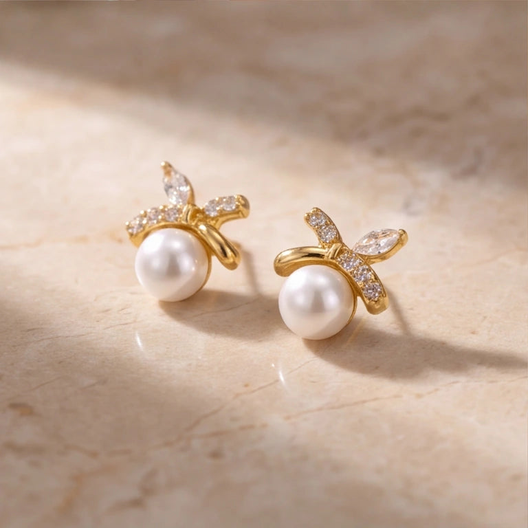 Ethereal Ribbon Pearl Artisan Studs