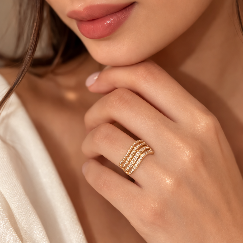 Aria Wave Diamond Statement Ring