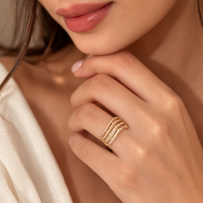 Aria Wave Diamond Statement Ring