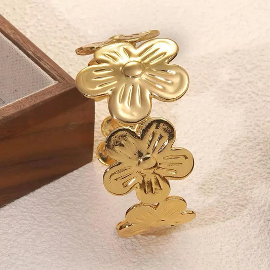 Flora Anti-Tarnish Golden Cuff
