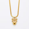 Elegant Bow Heart Herringbone Necklace