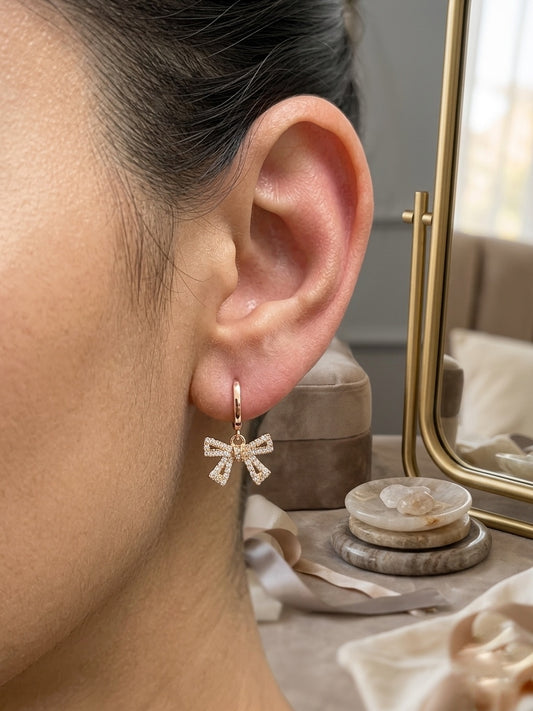 Rose Gold Pavé Ribbon Bow Charms