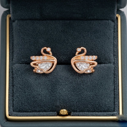 Elegant Rose Gold Swan Earrings