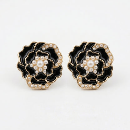 Midnight Camellia Studs