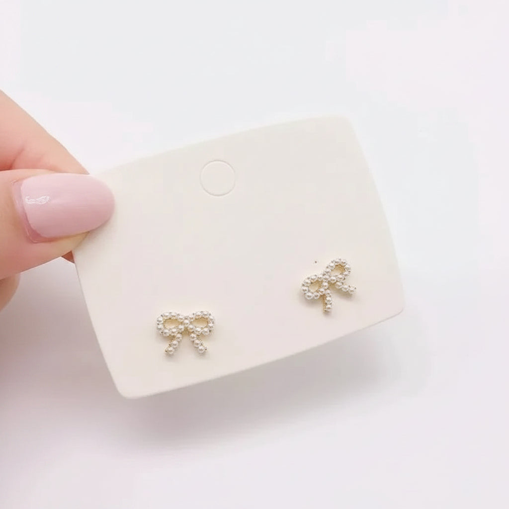 Petite Pearl Ribbon Studs