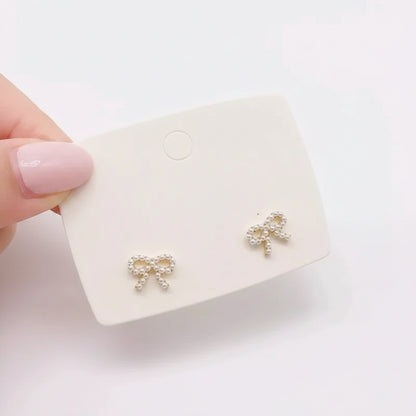 Petite Pearl Ribbon Studs