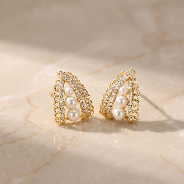 Imperial Scallop Pearl Statement Studs