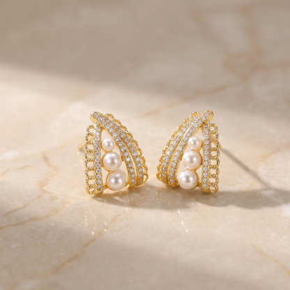 Imperial Scallop Pearl Statement Studs