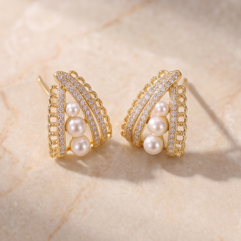 Imperial Scallop Pearl Statement Studs