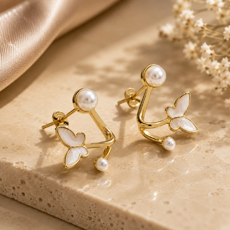 Mariposa Pearl Arc Earrings