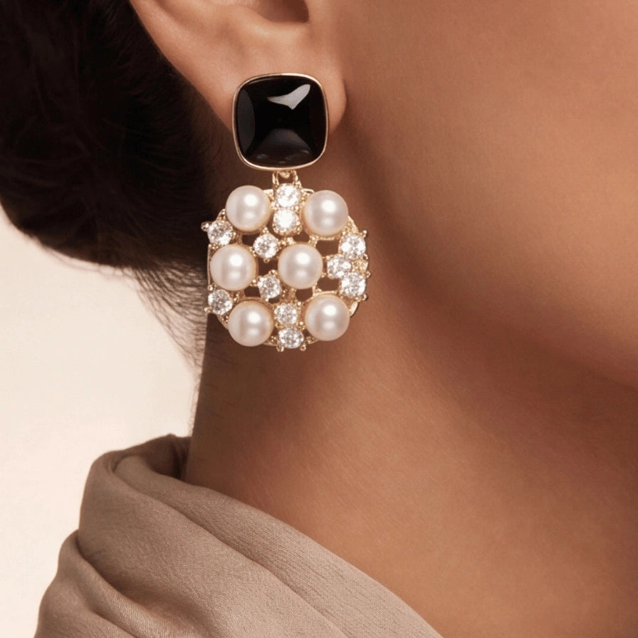 Midnight Pearl Cluster Drops