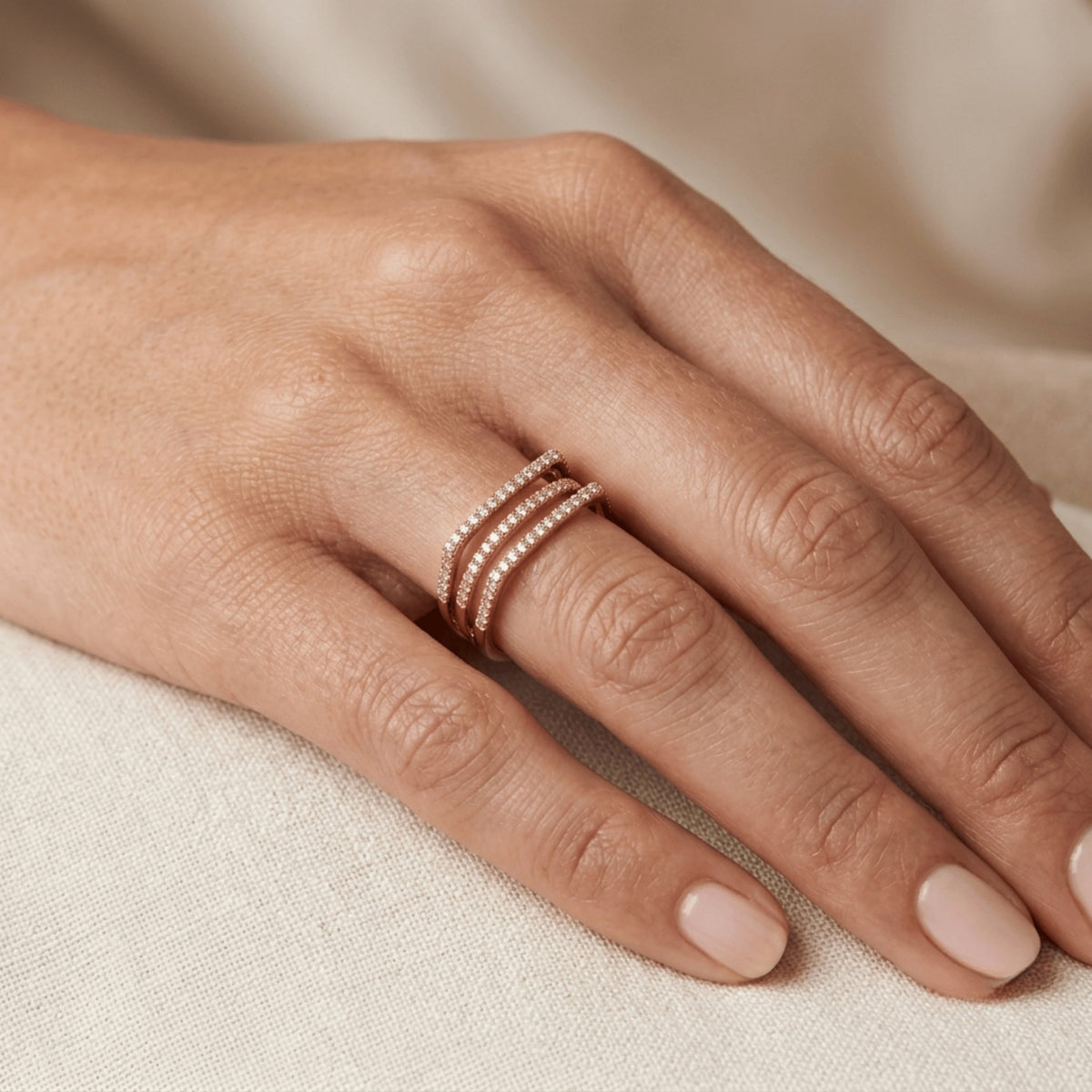 The Rose Gold Layered Sparkle Ring