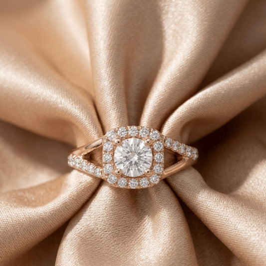The Rose Gold Halo Radiance Ring