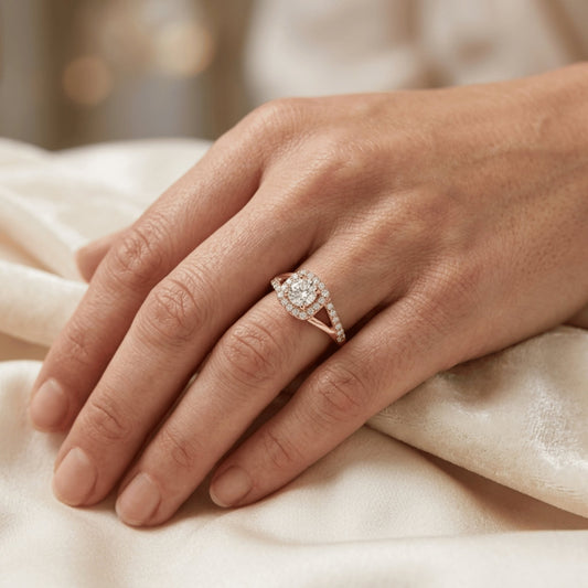 The Rose Gold Halo Radiance Ring