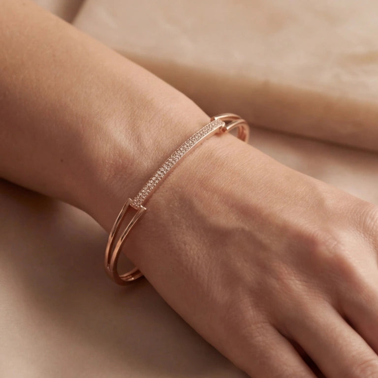 Rose Glimmer Open-Work Bangle