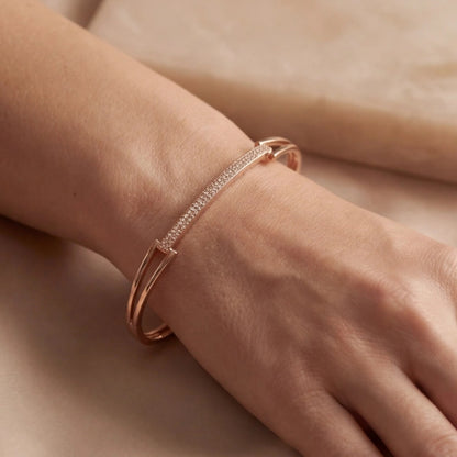 Rose Glimmer Open-Work Bangle